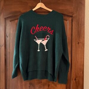 CeCe Dark Green Cheers Sweater